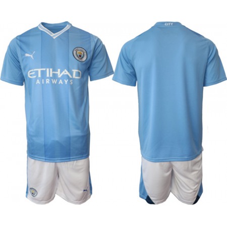 Men's Manchester City Custom 2023/24 Blue Home Soccer Jersey Suit