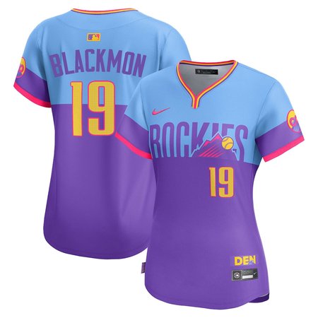 Women's Colorado Rockies #19 Charlie Blackmon Nike Purple/Light Blue 2025 City Connect Elite Player Jersey