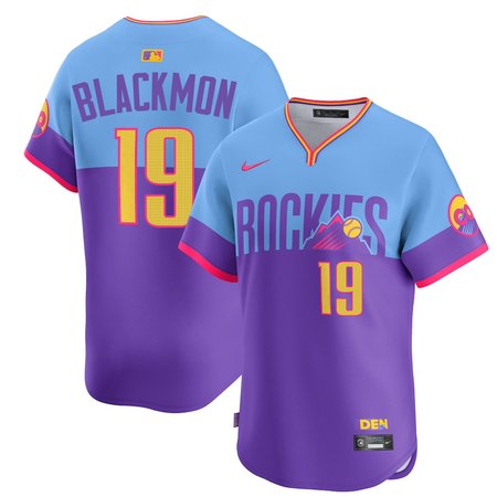 Men's Colorado Rockies #19 Charlie Blackmon Nike Purple/Light Blue 2025 City Connect Elite Player Jersey