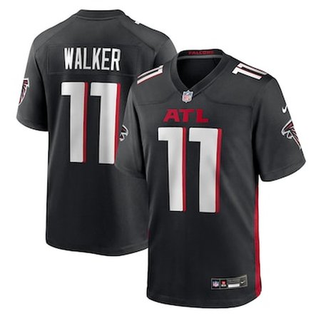 Men's Atlanta Falcons #1 Jalon Walker Nike Black 2025 NFL Draft First Round Pick Game Jersey