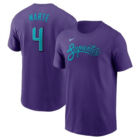 Men's Arizona Diamondbacks #4 Ketel Marte Purple 2025 City Connect Name & Number T-Shirt