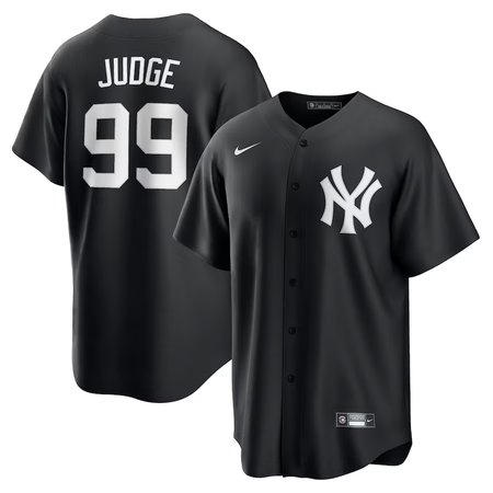 Men's New York Yankees #99 Aaron Judge Nike Black Lights Out Replica Player Jersey