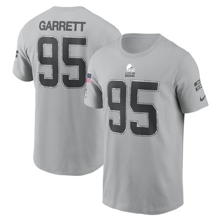 Men's Cleveland Browns Myles Garrett Nike Gray 2024 Salute To Service Name &amp; Number T-Shirt