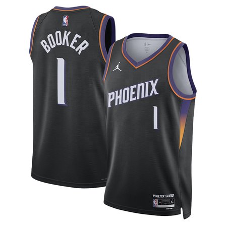Men's Phoenix Suns #1 Devin Booker Fox Black 2025/26 Statement Edition Jersey